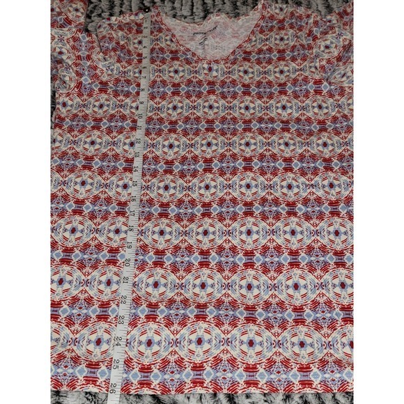 Pendleton Womens Long Sleeve V Neck Tunic Top Red Blue Geometric Cotton Size L - Picture 3 of 5